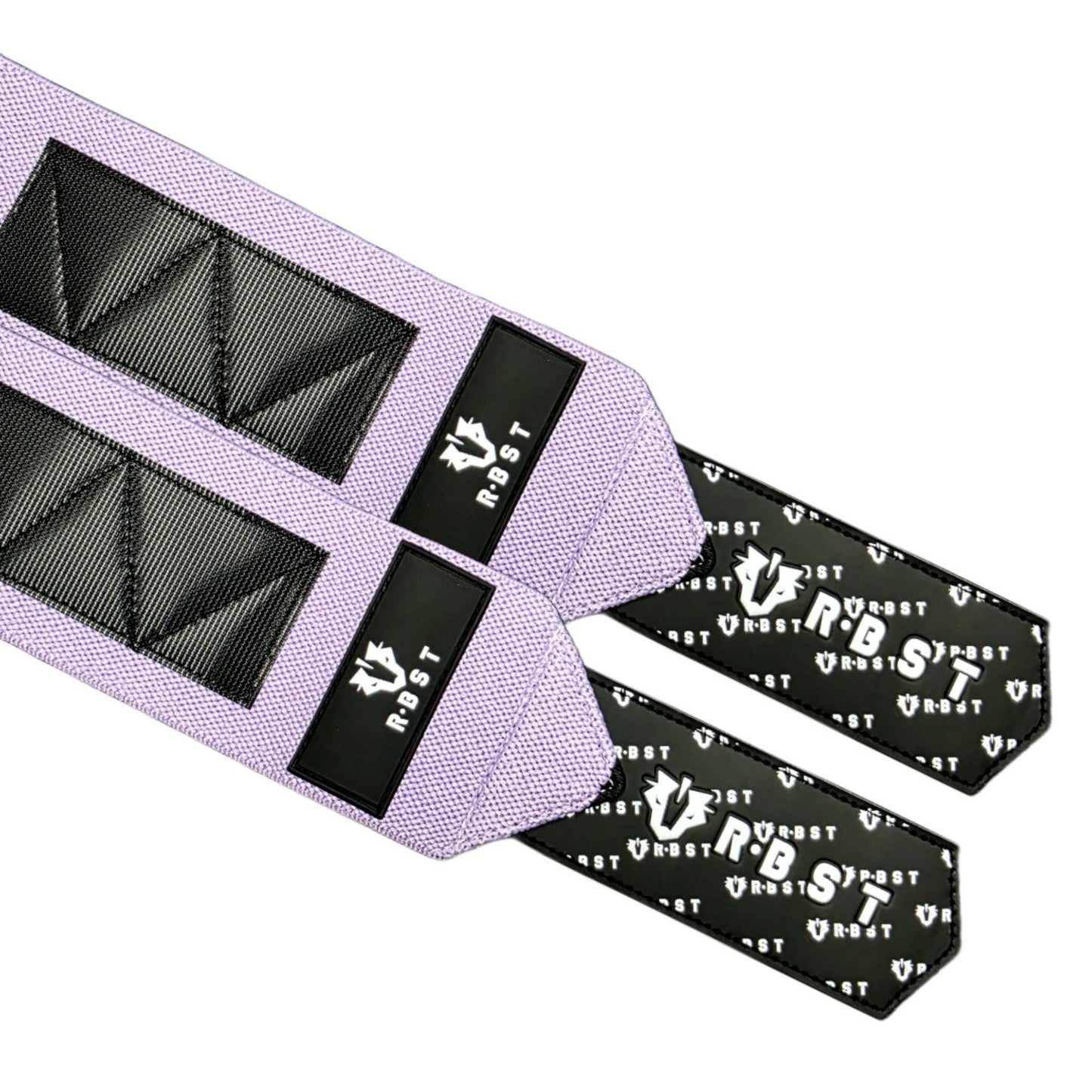 Purple belt with black pattern on a white background wrist wraps for crossfit