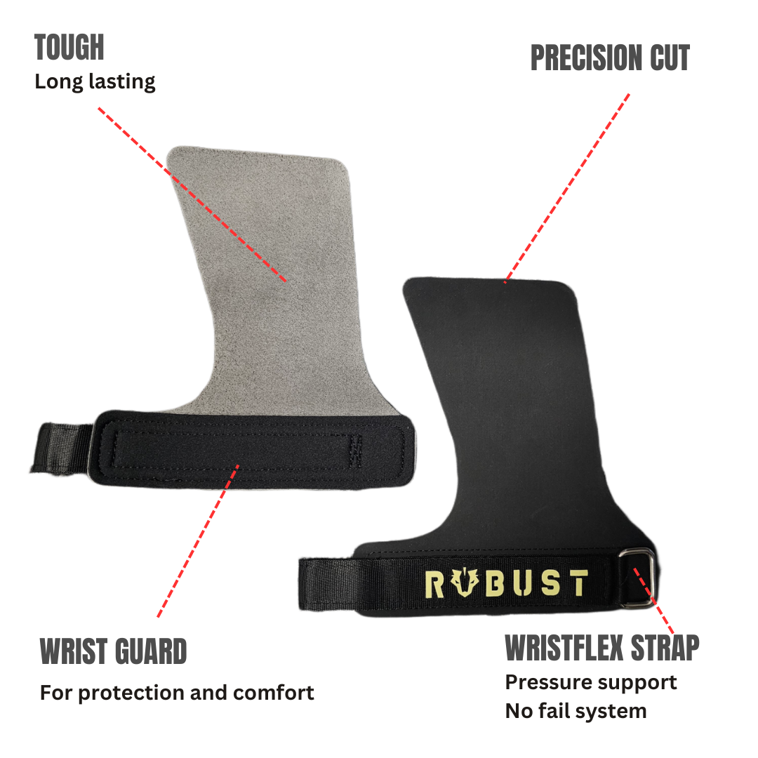 CrossFit pullup grips shown from a side angle, emphasizing ergonomic shape and flexibility.