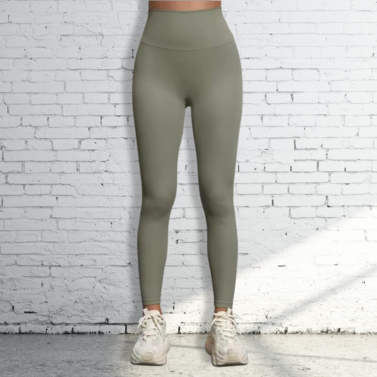 High Waist Workout Leggings | Green Gray