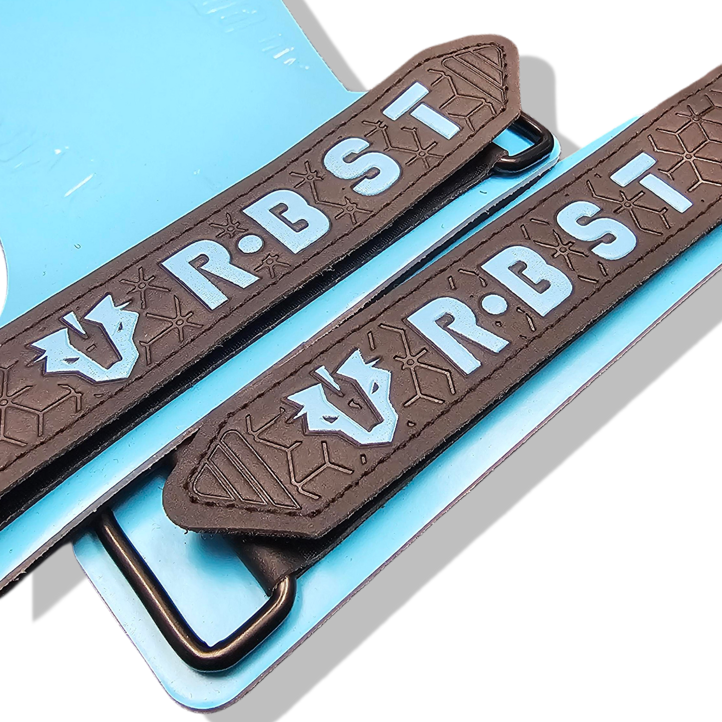 Zoomed-in view of wrist guard on CrossFit pullup grips, emphasizing protective padding and secure fit.