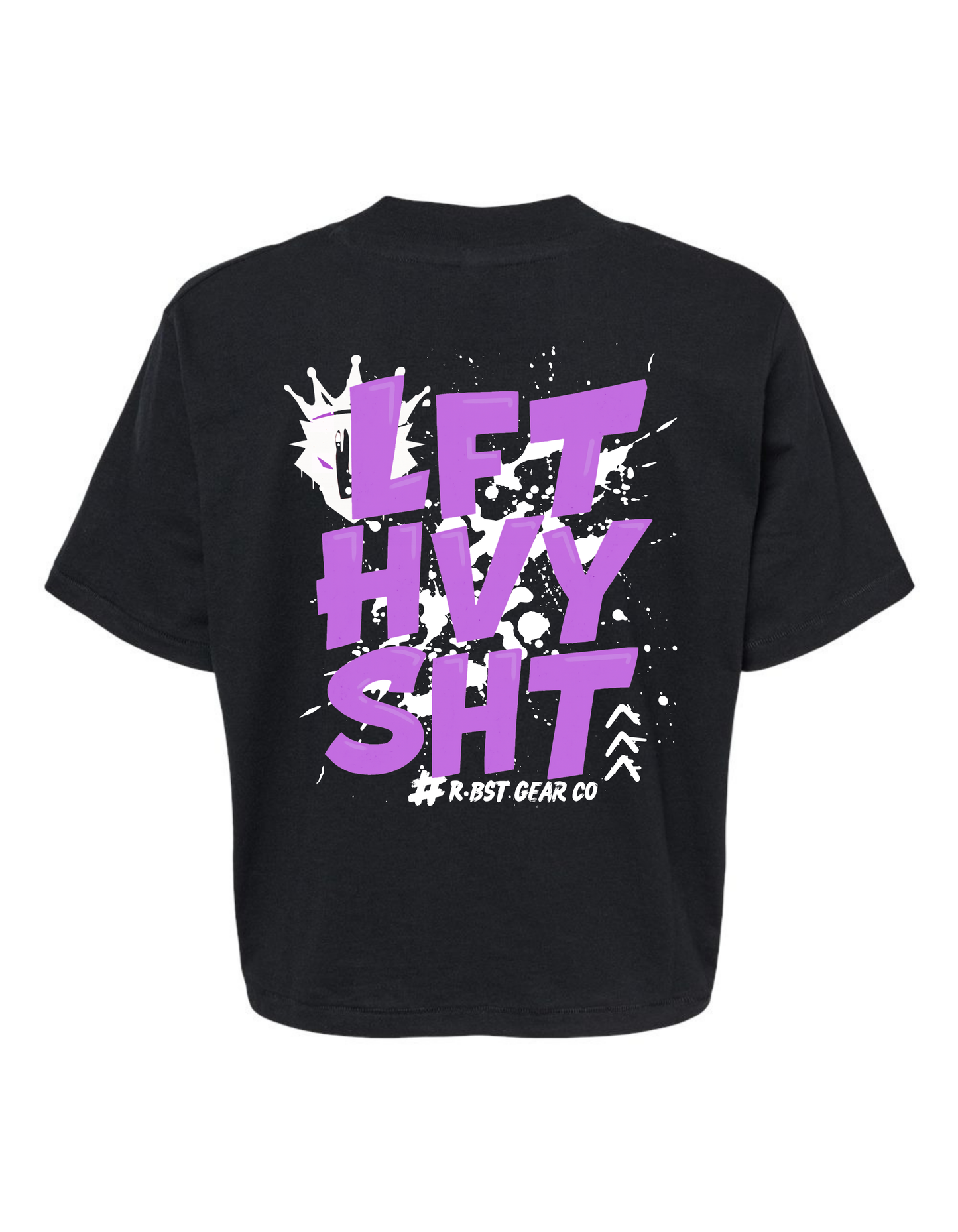 lift heavy shit - crop top shirt for ladies showing strength a power , for crossfit , back