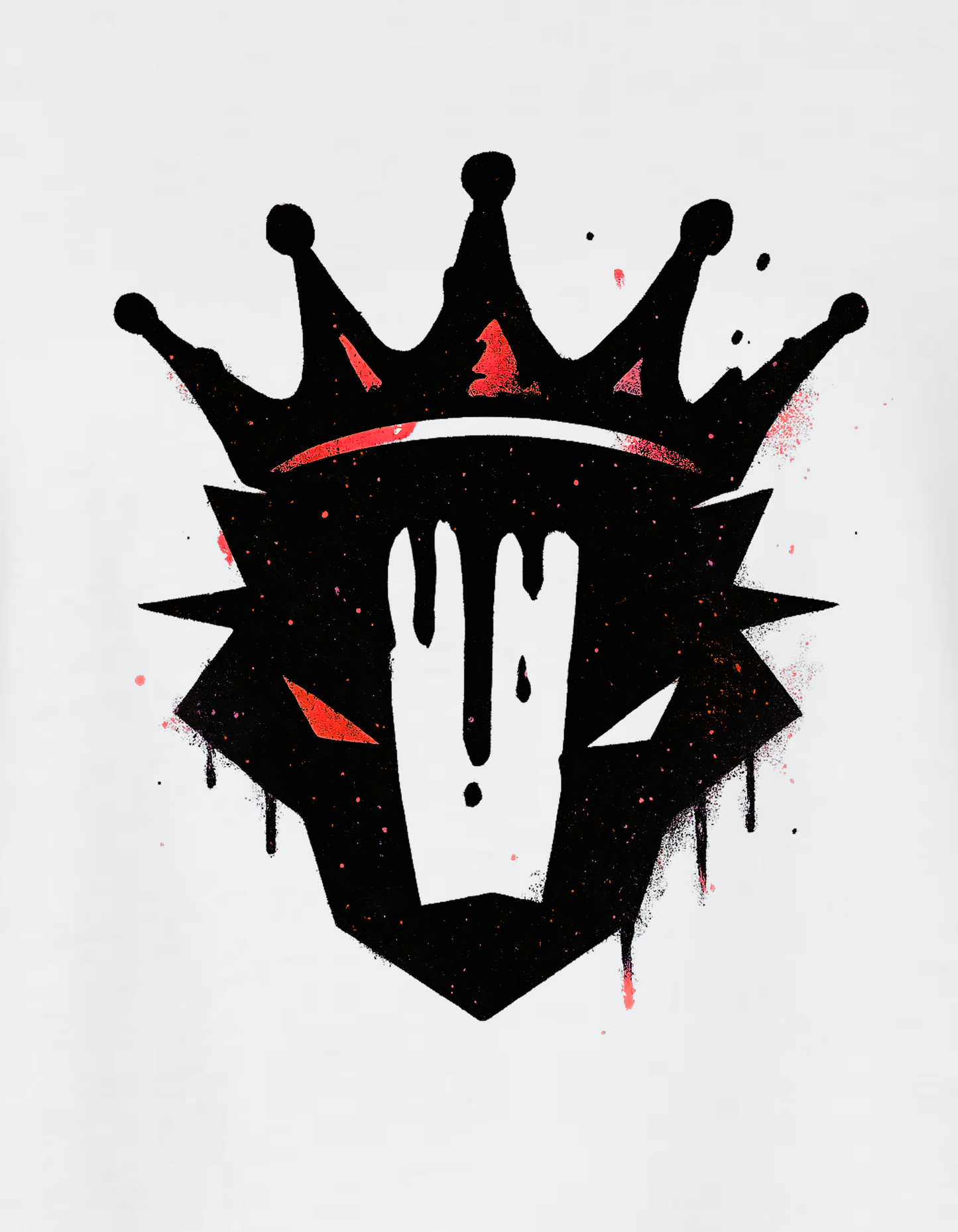 Black crown with red accents on a white background