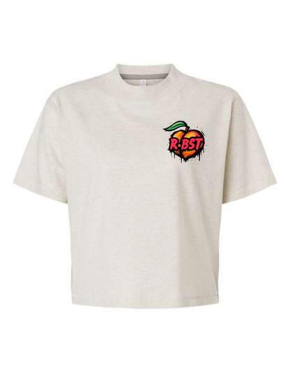 Beige t-shirt with a colorful graphic design on a white background thick club crossfit