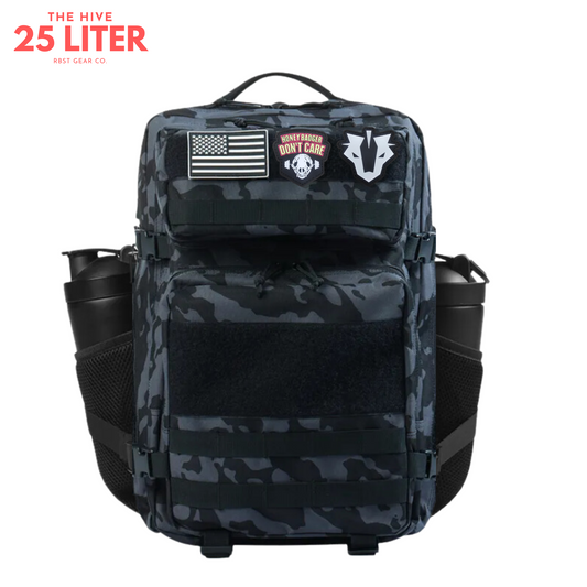 Tactical backpack designed for work, CrossFit, and gym use, displayed from a front angle to highlight its robust and multifunctional features.