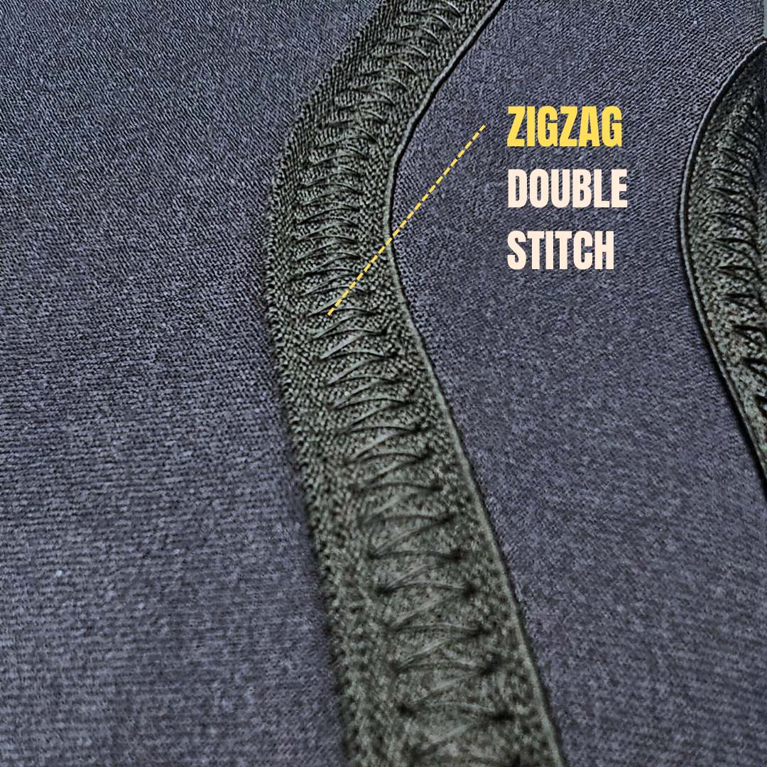 Close-up view showcasing the stitching on the knee sleeves, emphasizing durability and craftsmanship.