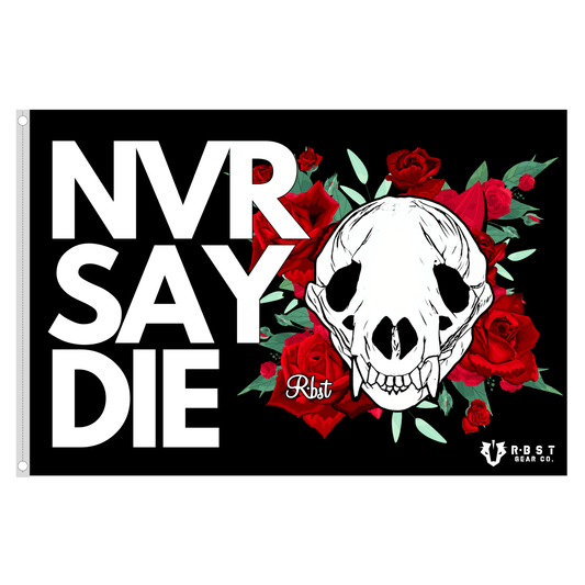 3'X5' Flag | Badger Skull NVR SAY DIE - RBST GEAR CO.