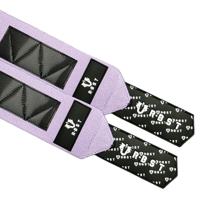 Purple belt with black pattern on a white background wrist wraps for crossfit
