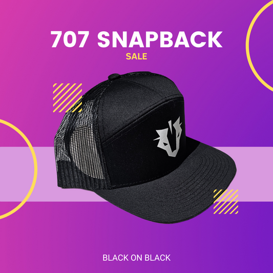 Black 707 Snapback Panel Trucker Cap