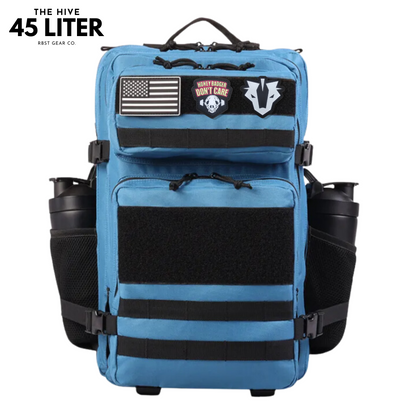 Tactical backpack designed for work, CrossFit, and gym use, displayed from a front angle to highlight its robust and multifunctional features.