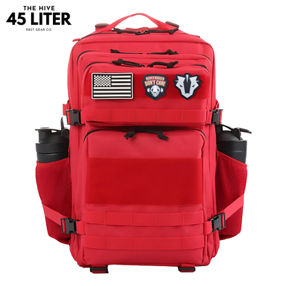 Tactical backpack designed for work, CrossFit, and gym use, displayed from a front angle to highlight its robust and multifunctional features.